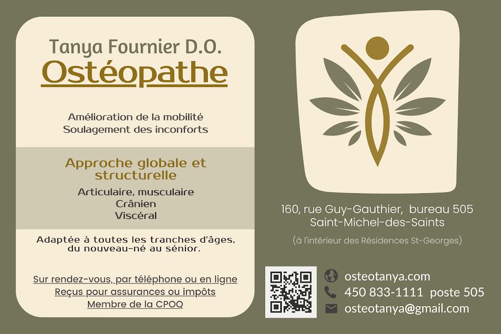 Tanya Fournier - Ostéopathe | 160 Rue Guy-Gauthier Bureau #505, Saint-Michel-des-Saints, QC J0K 3B0, Canada | Phone: (450) 833-1111 ext. 505