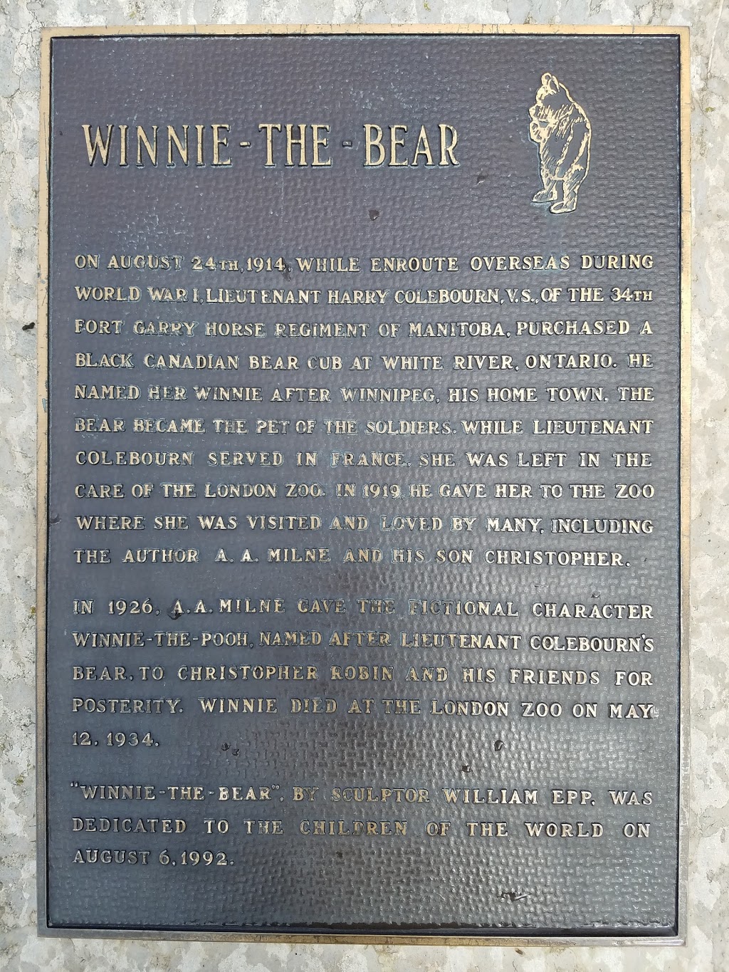 Winnie the bear | 2595 Pavilion Crescent, Winnipeg, MB R3P 2N6, Canada