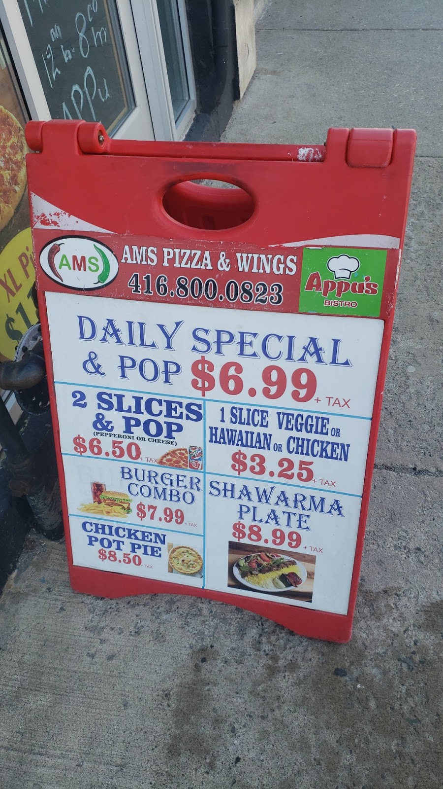 Ams Pizza & Wings - Appus Bistro | 162 Main St, Toronto, ON M4E 2V8, Canada | Phone: (416) 800-0823