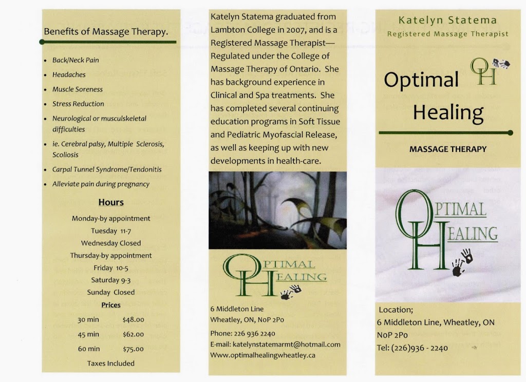 Optimal Healing | 6 Middleton Line, Wheatley, ON N0P 2P0, Canada | Phone: (226) 936-2240