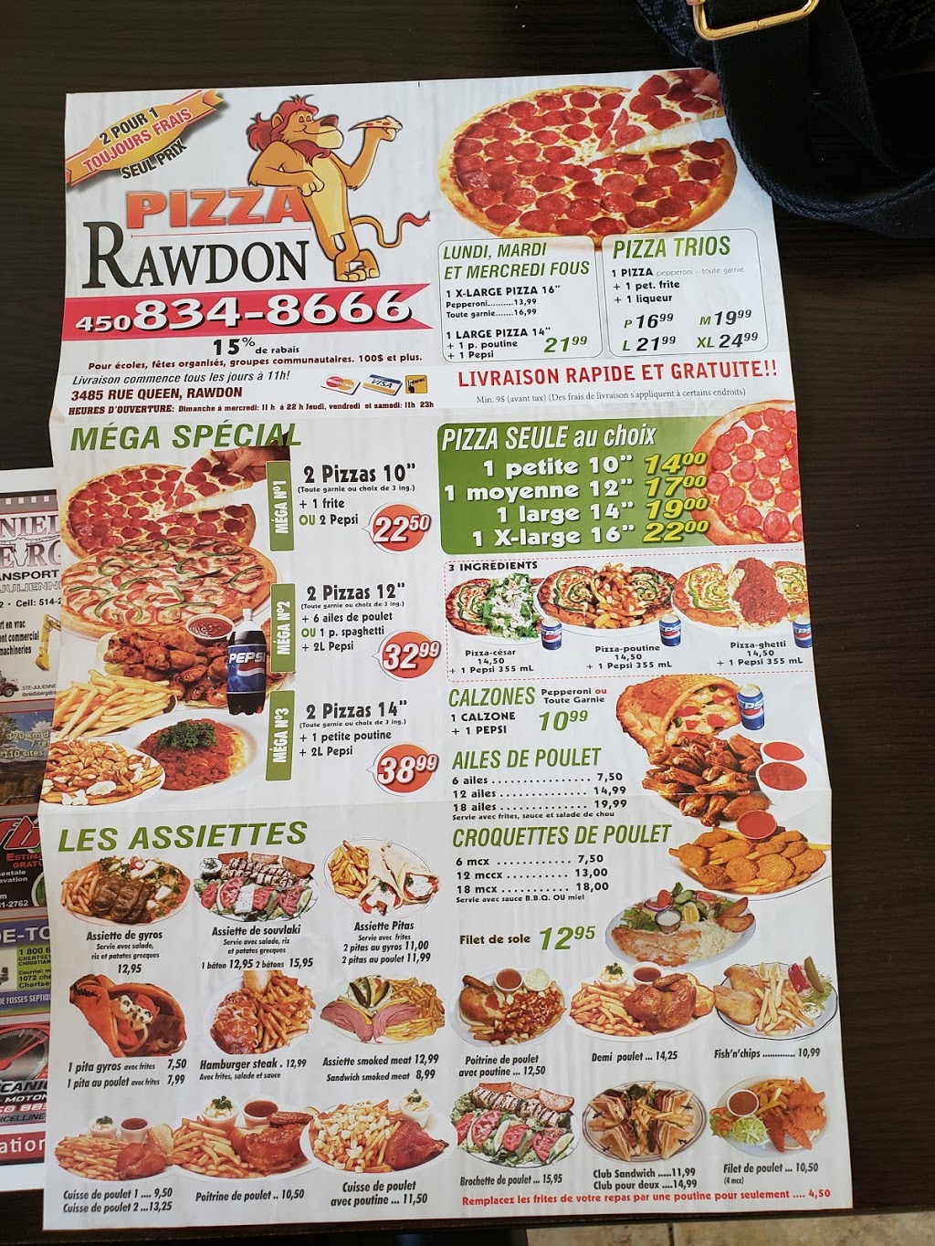 Pizza Rawdon | 3485 Rue Queen, Rawdon, QC J0K 1S0, Canada | Phone: (450) 834-8666