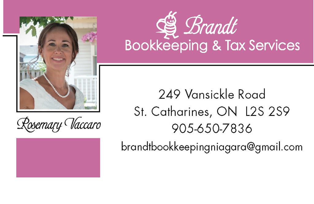 Brandt Bookkeeping & Tax Services | 249 Vansickle Rd, St. Catharines, ON L2S 2S9, Canada | Phone: (905) 650-7836