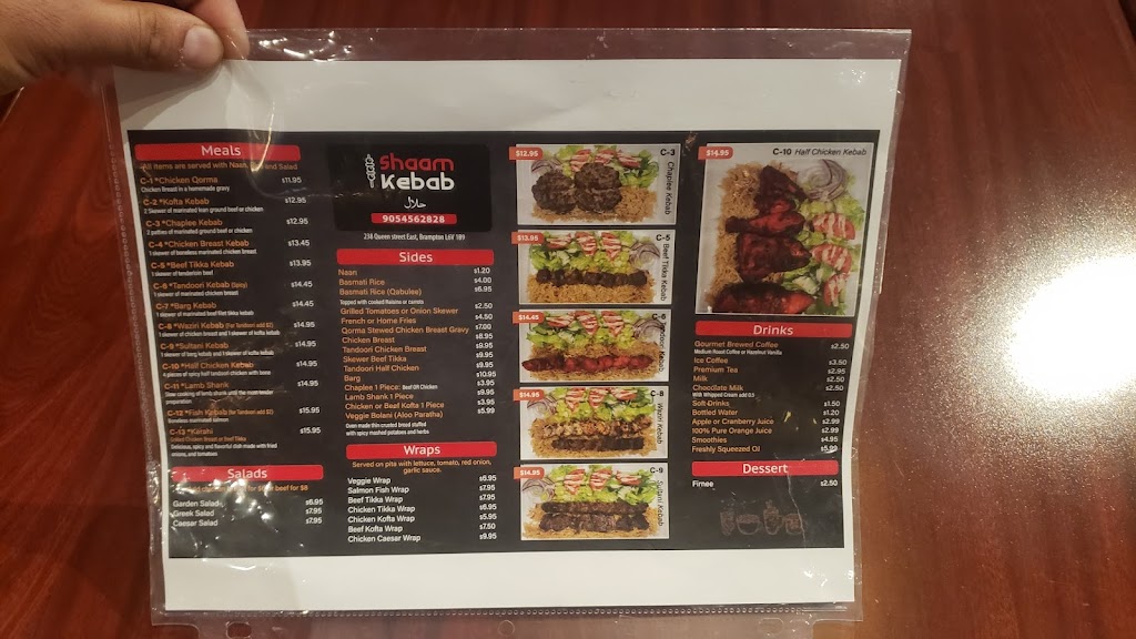 Shaam kebab | 238 Queen St E, Brampton, ON L6V 1B9, Canada | Phone: (905) 456-2828