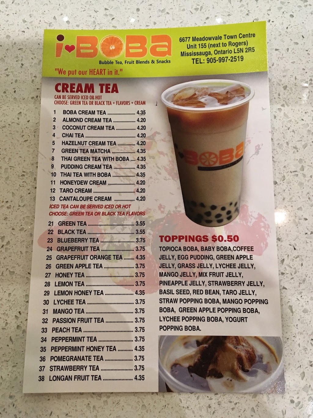 I Heart Boba | 6677 Meadowvale Town Centre Cir, Mississauga, ON L5N 2R5, Canada | Phone: (905) 997-2519