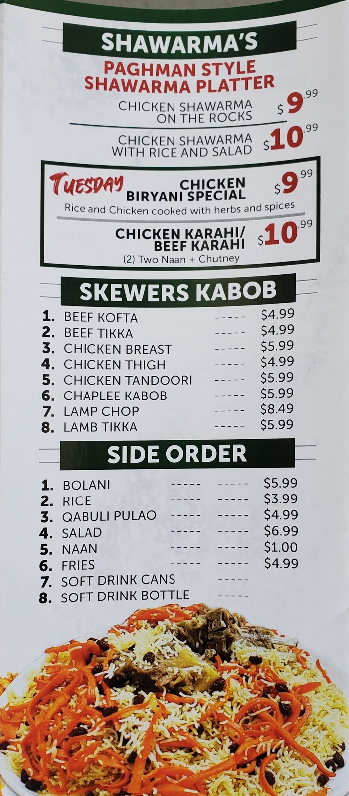 Paghman Kabob | 662 Scottsdale Dr, Guelph, ON N1G 4M5, Canada | Phone: (519) 265-2221