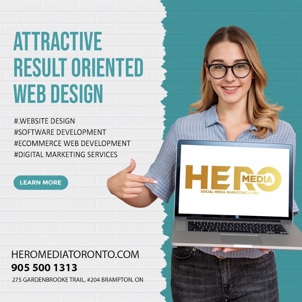 Website design Brampton - Hero Media | 275 Gardenbrooke Trail, Brampton, ON L6P 4M6, Canada | Phone: (905) 500-1313