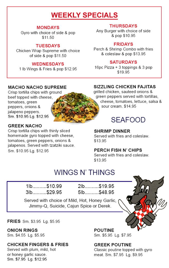 The Hungry Wolf Restaurant | 25 Amy Croft Dr, Tecumseh, ON N9C 1K8, Canada | Phone: (519) 735-0072