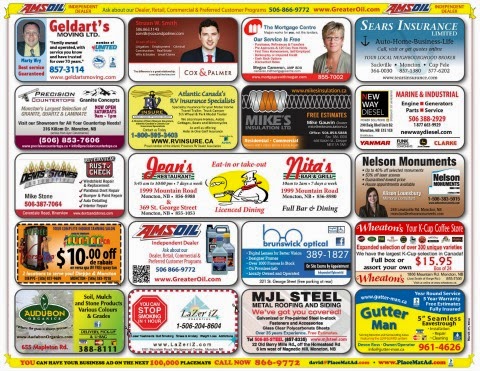 Restaurant Place Mat Advertising | 244 Robidoux St, Shediac, NB E4P 2P8, Canada | Phone: (506) 866-9772