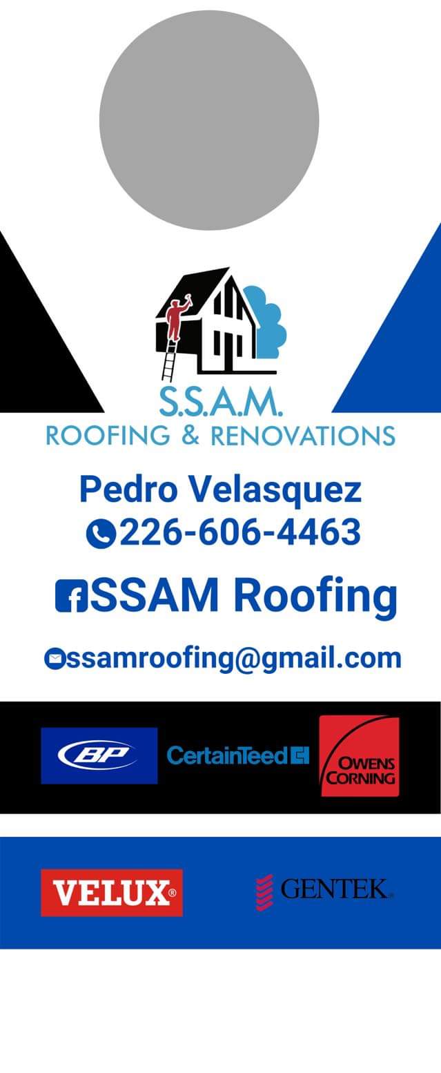 SSAM ROOFING & RENOVATION | 1162 Queens Blvd, Kitchener, ON N2M 1C2, Canada | Phone: (226) 606-4463