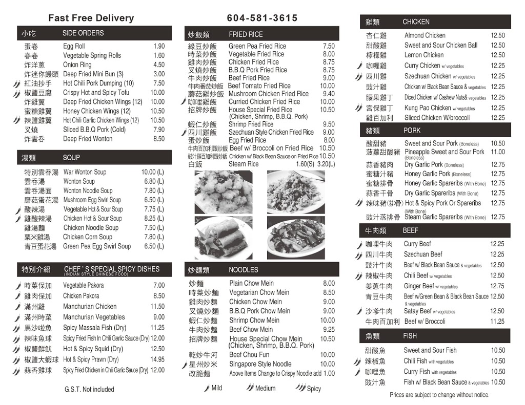 Lees Express Chinese Food | 9181 148 St, Surrey, BC V3R 3W7, Canada | Phone: (604) 581-3615