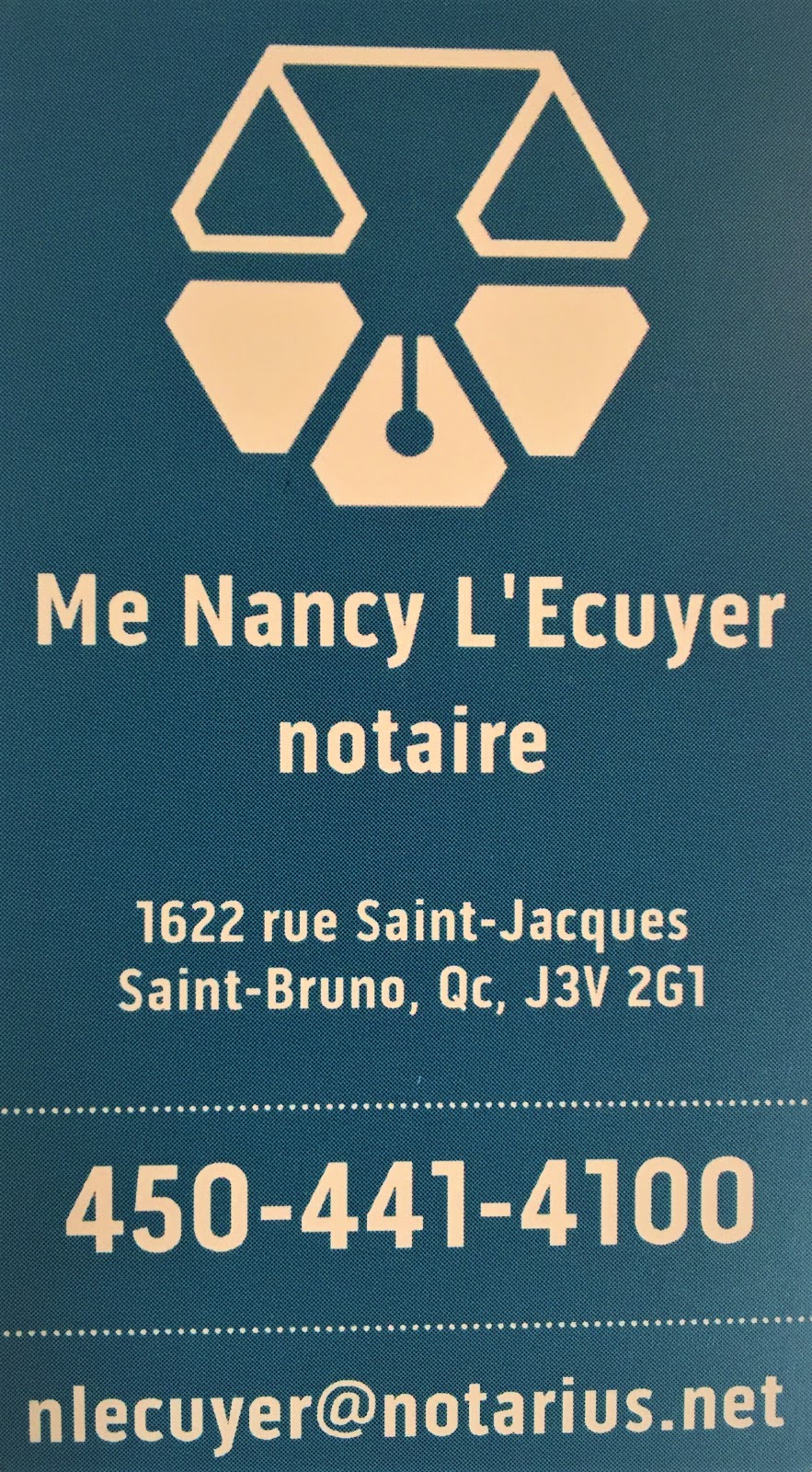 Me Nancy LEcuyer, notaire | 1622 Rue Saint-Jacques, Saint-Bruno-de-Montarville, QC J3V 2G1, Canada | Phone: (450) 441-4100