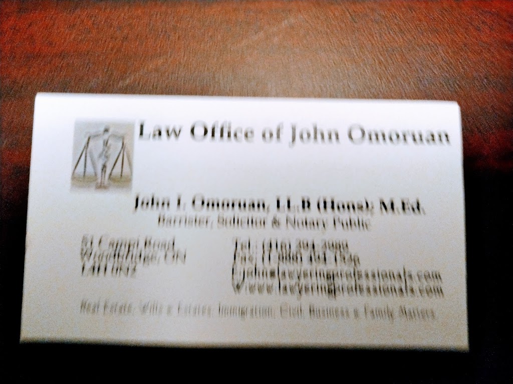 Law Office of John Omoruan | 51 Campi Rd, Woodbridge, ON L4H 0N2, Canada | Phone: (416) 294-2989