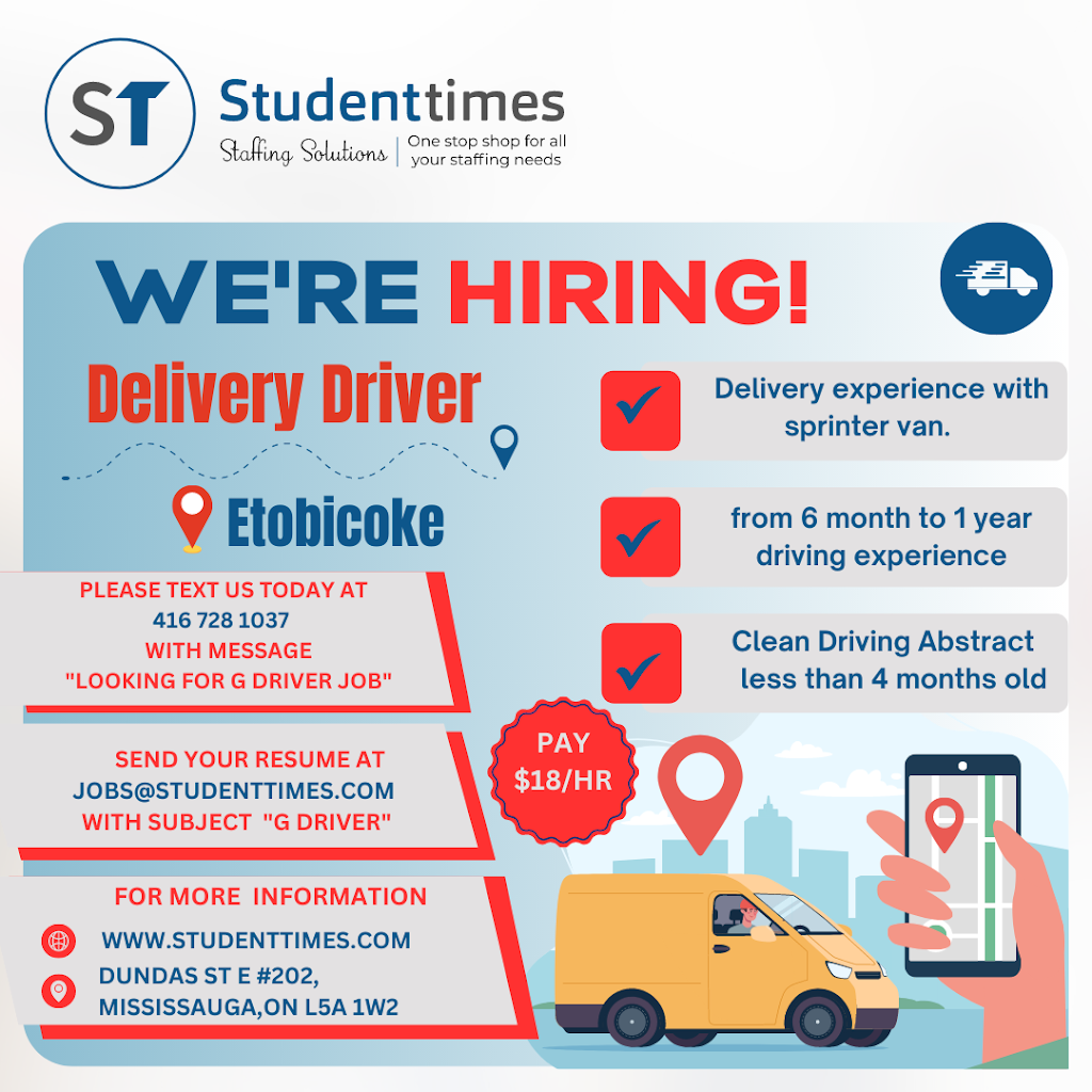 Studenttimes Staffing Solutions Brantford | 783 Colborne St E unit 2 A, Brantford, ON N3S 3S3, Canada | Phone: (226) 606-7548