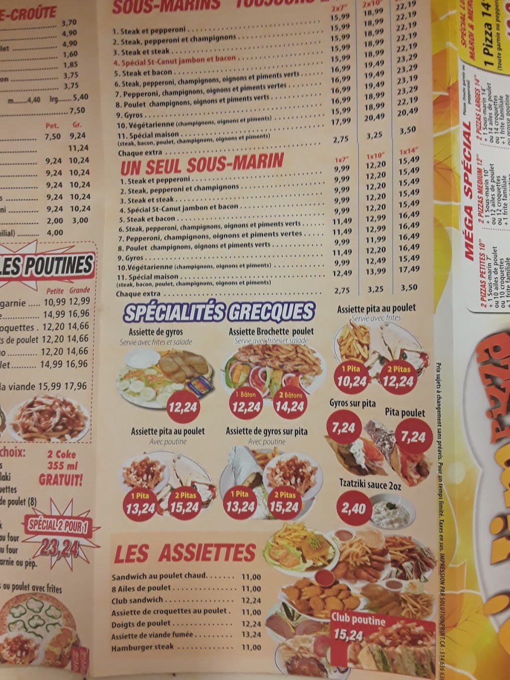 Restaurant Pizza St-Canut | 9955 Boulevard de St Canut, Mirabel, QC J7N 1K1, Canada | Phone: (450) 431-3555