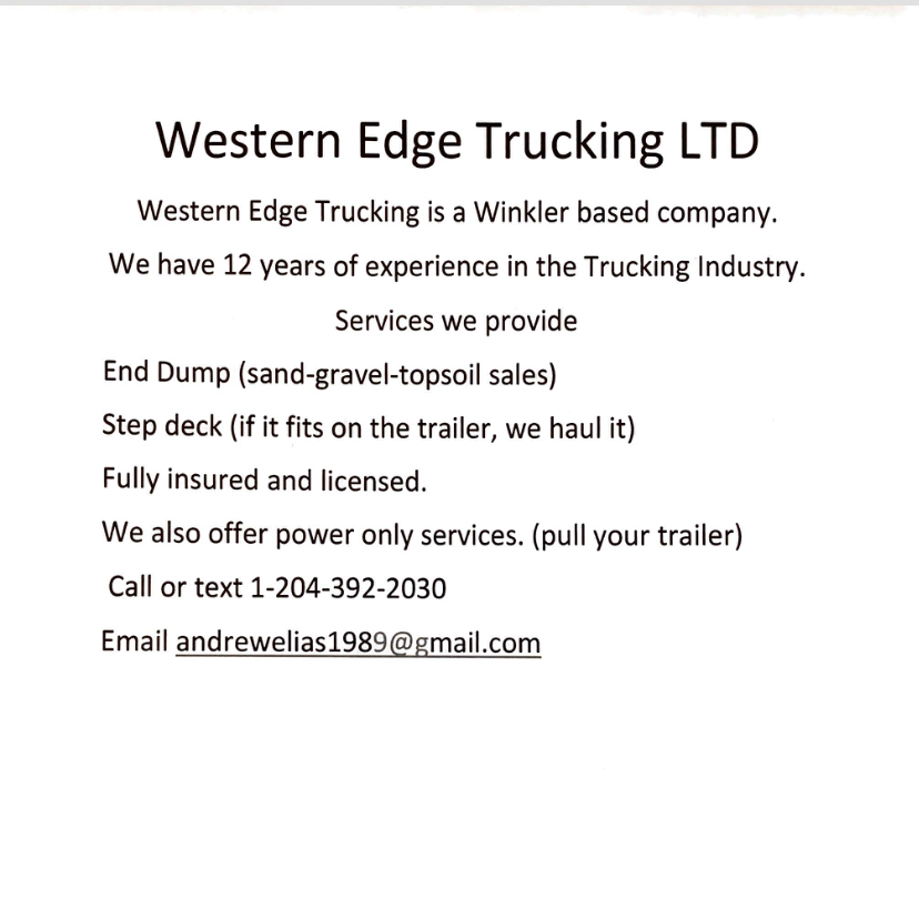 Western Edge Trucking and Trailer Rentals | 3 336 Rd, Horndean, MB R0G 0Z0, Canada | Phone: (204) 392-2030