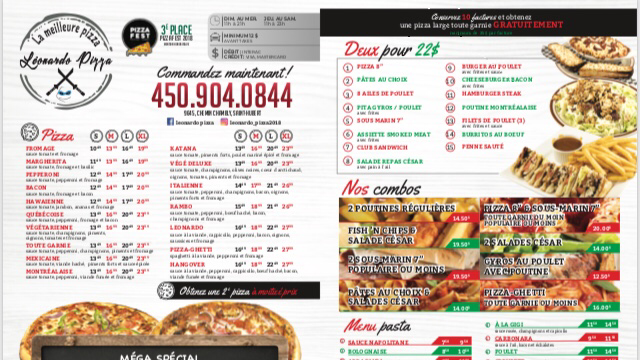 leonardo pizza | 9645 Chemin de Chambly, Saint-Hubert, QC J3Y 5K2, Canada | Phone: (450) 904-0844
