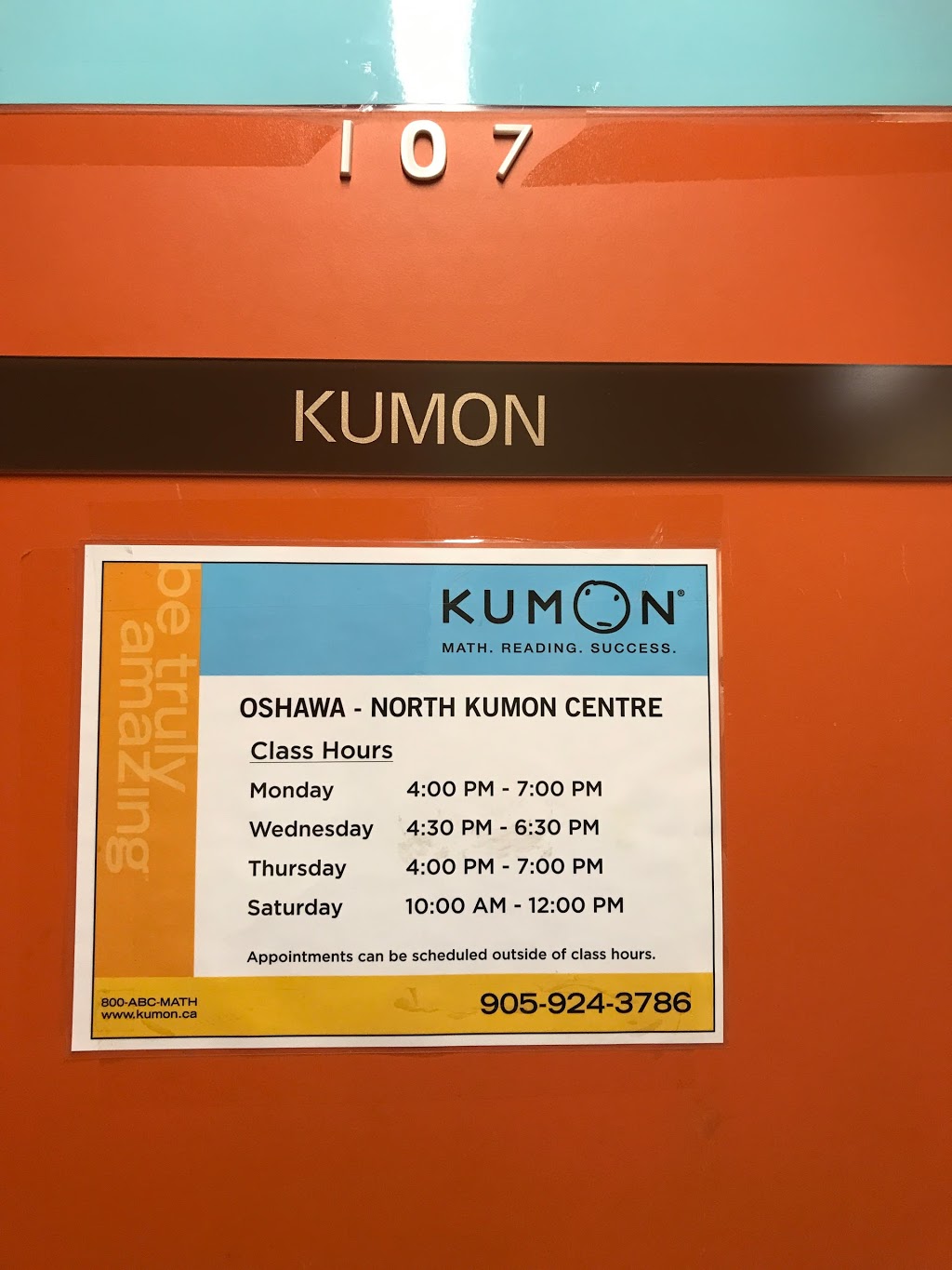 Kumon Math & Reading Centre | 1050 Simcoe St N Unit 107, Oshawa, ON L1G 4W5, Canada | Phone: (905) 240-8786
