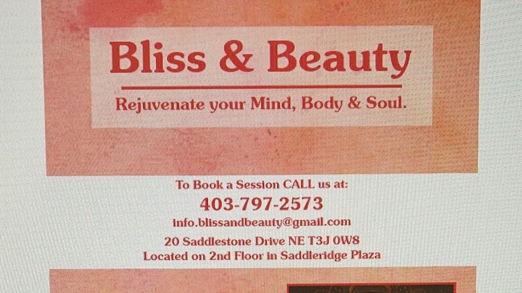 Bliss & Beauty | Saddlestone Dr, Calgary, AB T3J 0W8, Canada | Phone: (403) 797-2573