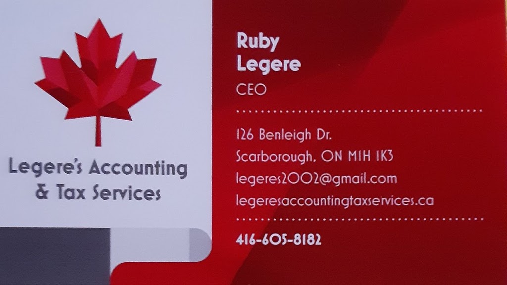 Legeres Accounting & Tax Services | 126 Benleigh Dr, Scarborough, ON M1H 1K3, Canada | Phone: (416) 605-8182