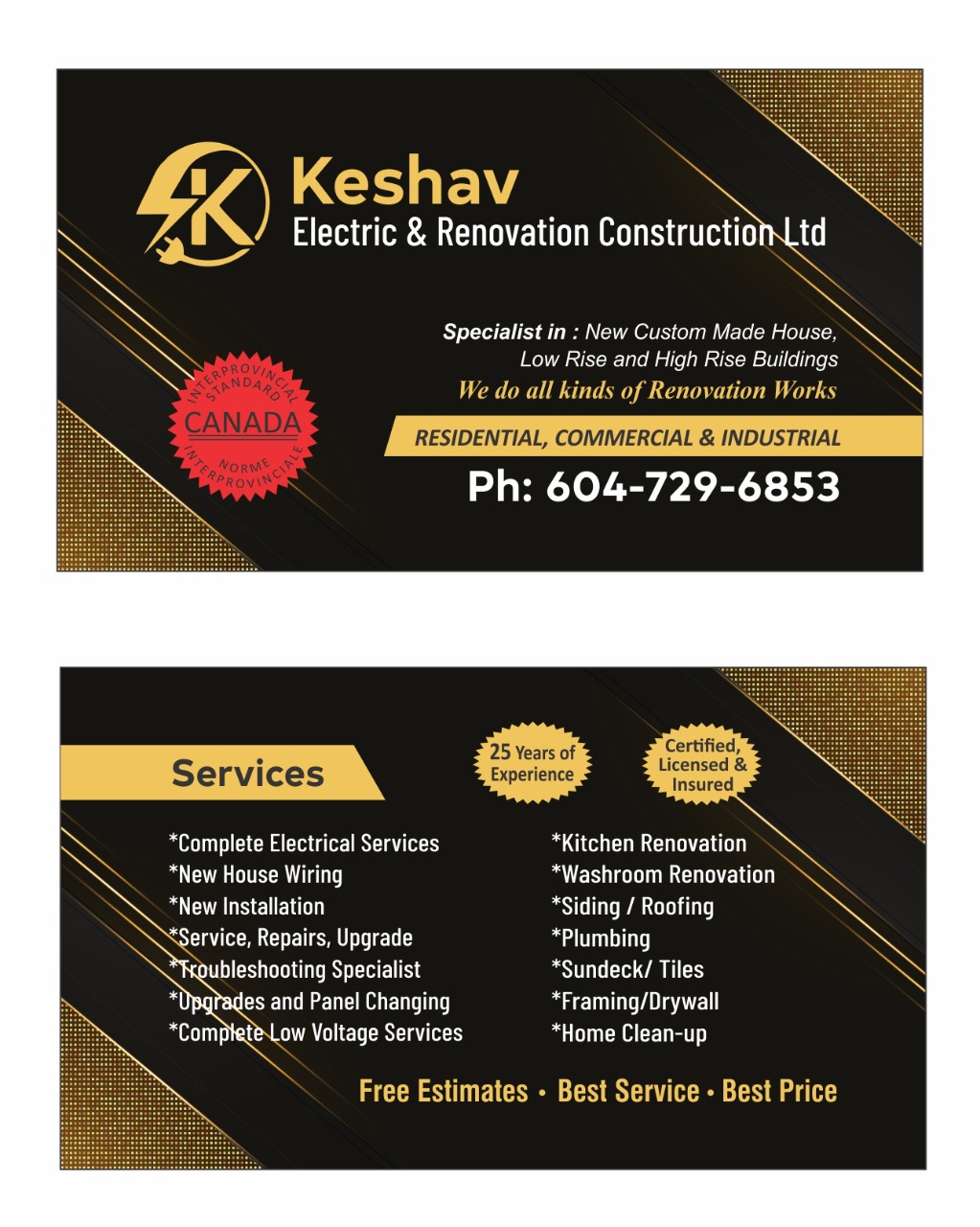 Keshav electric & Renovation construction Ltd | 12 Ave, Mission, BC V2V 2M5, Canada | Phone: (604) 729-6853