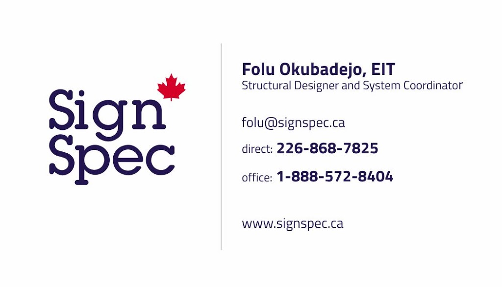 Sign Spec Canada | 196 McIntyre Dr #1, Kitchener, ON N2R 1H4, Canada | Phone: (888) 572-8408