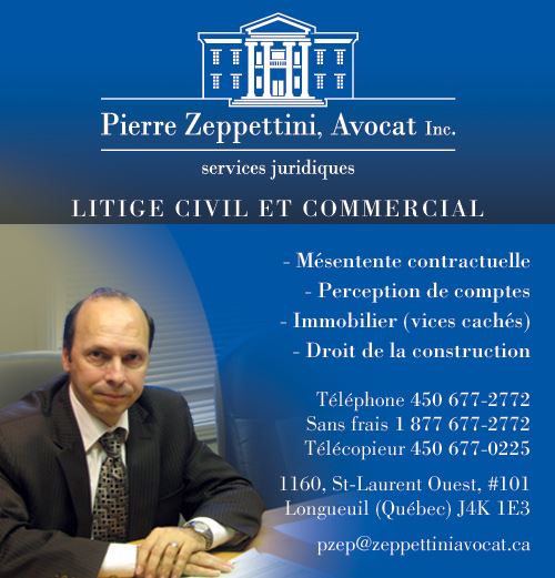 Pierre Zeppettini - Avocat | 1160 Rue Saint-Laurent O #101, Longueuil, QC J4K 1E3, Canada | Phone: (450) 677-2772