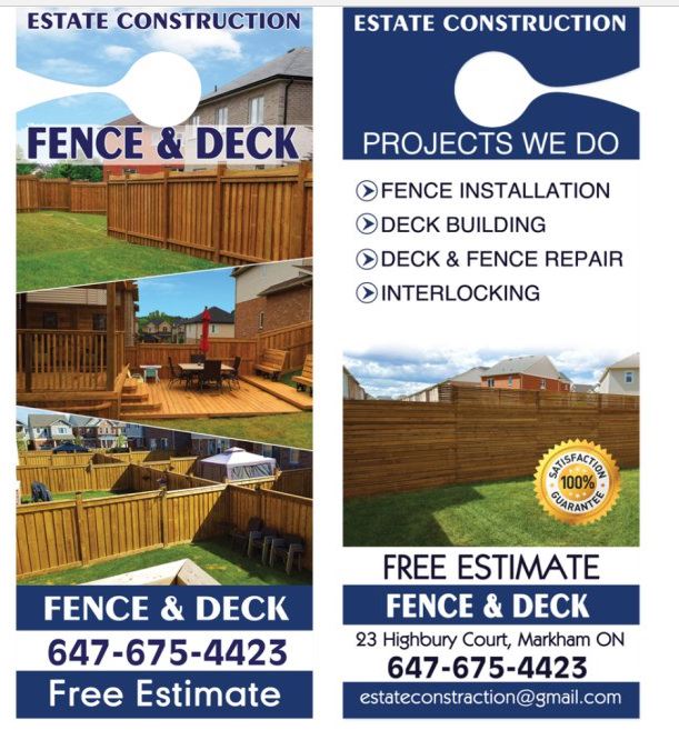 Estate Construction Ontario Fence & Deck | 23 Highbury Ct, Markham, ON L6B 1J7, Canada | Phone: (647) 675-4423