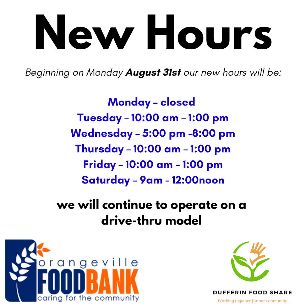 Orangeville Food Bank | 3 Commerce Rd, Orangeville, ON L9W 3X5, Canada | Phone: (519) 942-0638