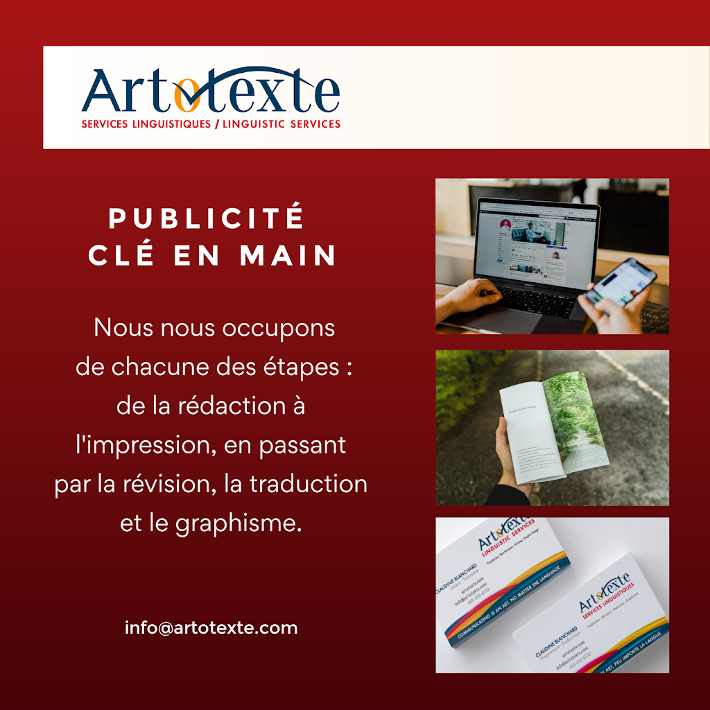 Artotexte Services linguistiques et adjointe virtuelle | 115 Rue du Rubis, Saint-Colomban, QC J5K 2W1, Canada | Phone: (450) 275-4874