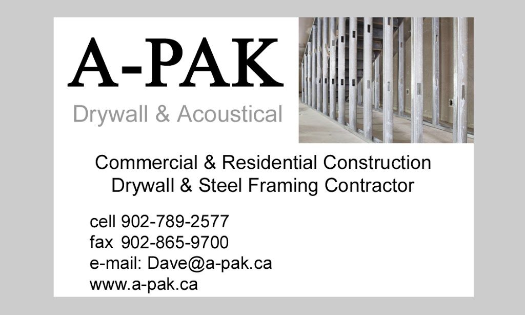 A-Pak Drywall & Acoustical Service | 14 Arbor Way, Hammonds Plains, NS B4B 1L1, Canada | Phone: (902) 789-2577