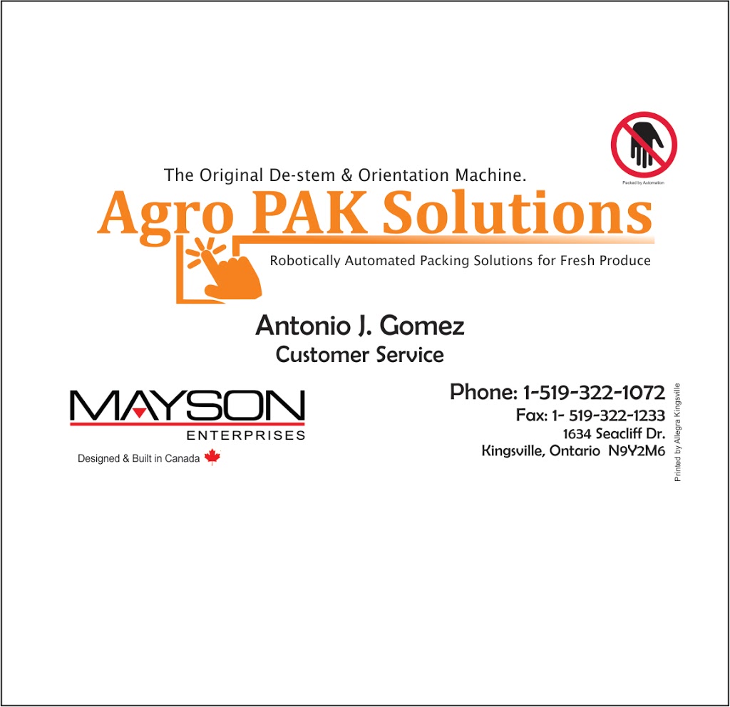 Agro PAK Solutions Inc. | 1634 Seacliff Dr, Kingsville, ON N9Y 2M6, Canada | Phone: (519) 322-1072