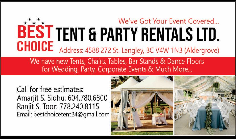 Best Choice Tent & Party Rentals | 4588 272 St, Aldergrove, BC V4W 1N3, Canada | Phone: (604) 780-6800