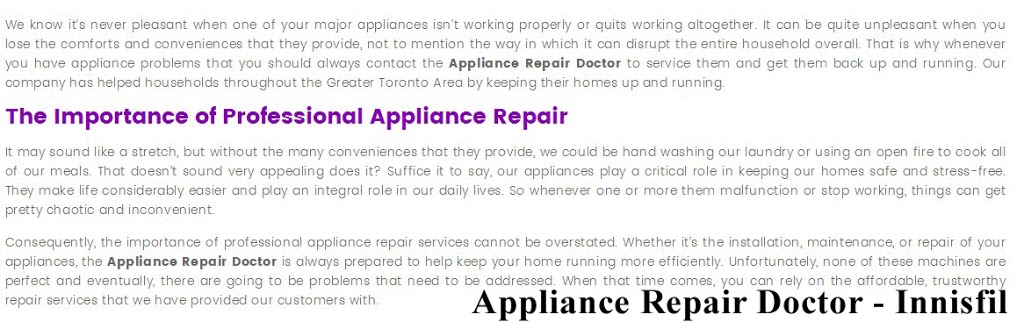 The Appliance Repair Doctor | 7886 Yonge St, Innisfil, ON L9S 1L4, Canada | Phone: (800) 627-3159