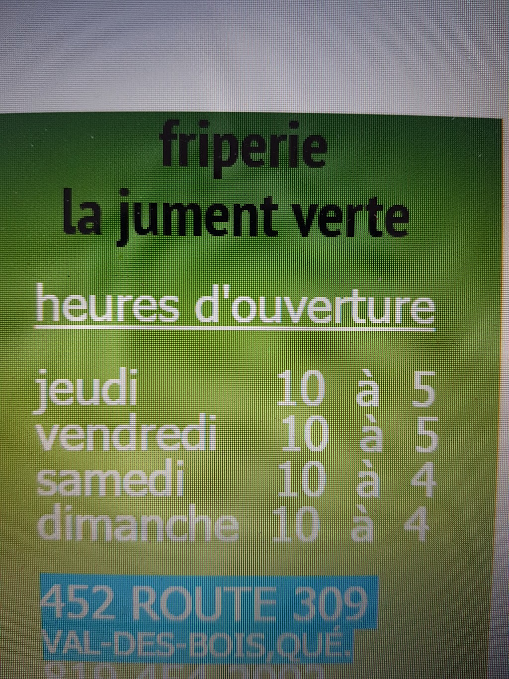 Friperie La Jument Verte | 452 QC-309, Val-des-Bois, QC J0X, Canada | Phone: (819) 454-2992