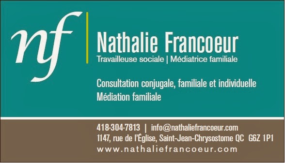 Nathalie Francoeur - Médiatrice / T.S. | 1147 Rue Pierre-Beaumont, Saint-Jean-Chrysostome, QC G6Z 1P1, Canada | Phone: (418) 304-7813