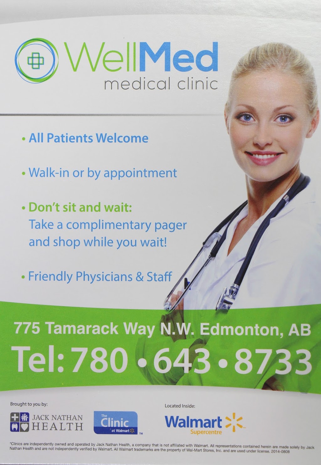 Walk-In Clinic at Walmart Edmonton S.E. by Jack Nathan Health | 775 Tamarack Way NW, Edmonton, AB T6T 1H9, Canada | Phone: (780) 643-8733