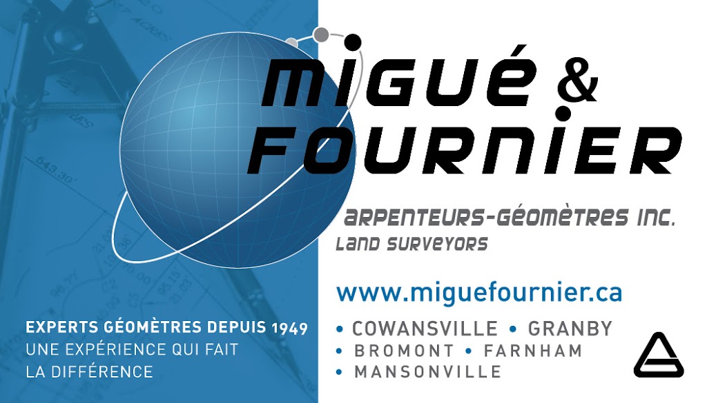 Migué & Fournier Arpenteurs-Géomètres Inc. | 297 Rue Principale, Mansonville, QC J0E 1X0, Canada | Phone: (450) 263-5252