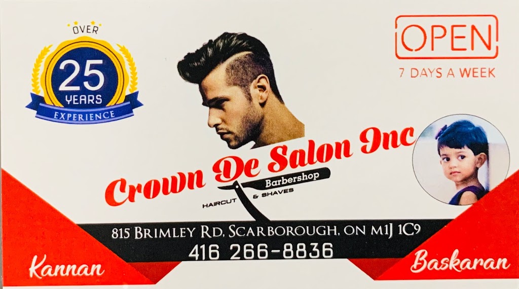 Crown De Salon Inc. | 815 Brimley Rd, Scarborough, ON M1J 1C9, Canada | Phone: (416) 266-8836