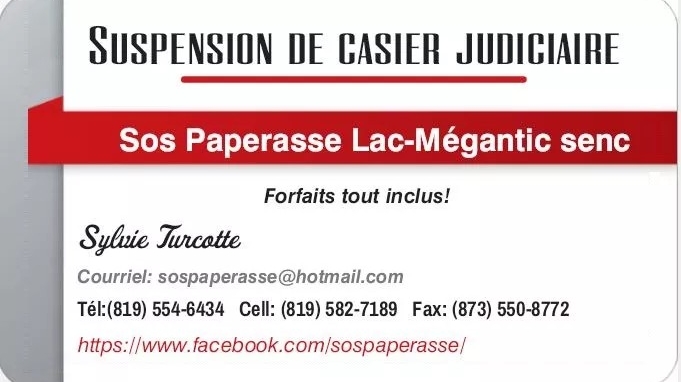 SOS PAPERASSE Lac-Mégantic senc | 4865 Rue Dollard, Lac-Mégantic, QC G6B 1G9, Canada | Phone: (819) 582-7189