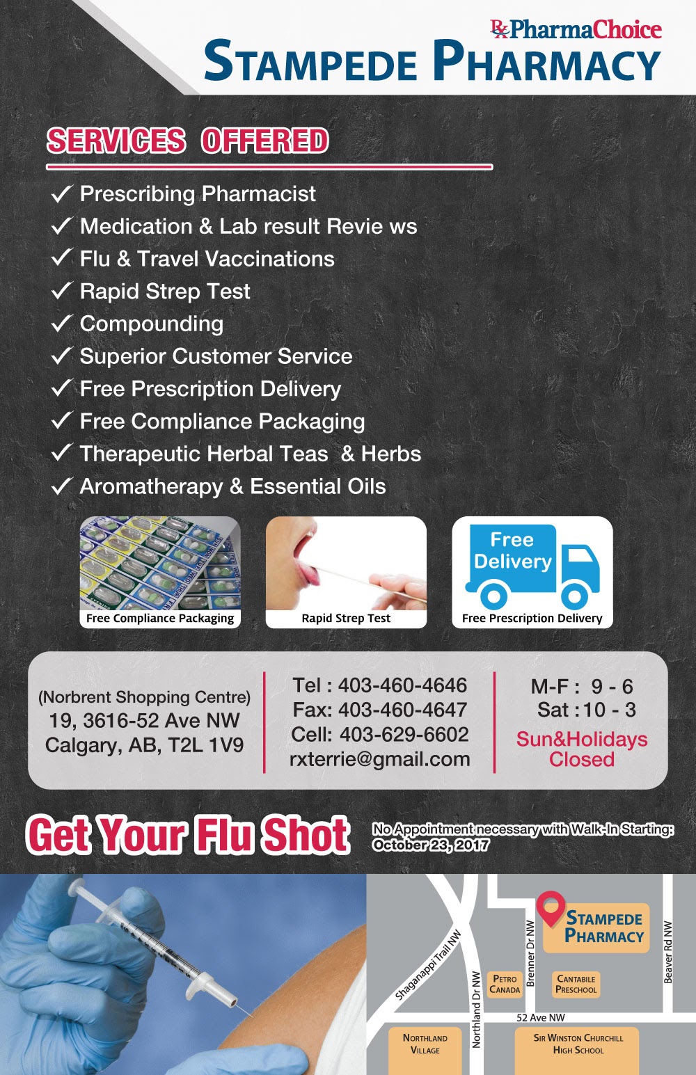 Stampede Pharmacy | 19, 3616-52 Ave NW., Calgary, AB T2L 1V9, Canada | Phone: (403) 460-4646