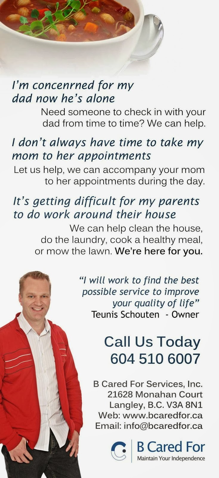 B Cared For Services, Inc. | 21628 Monahan Ct, Langley City, BC V3A 8N1, Canada | Phone: (604) 510-6007