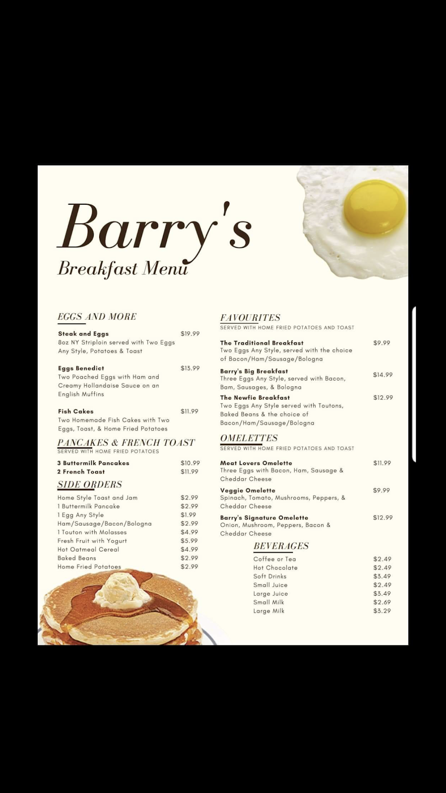 Barry’s Bistro & Grill | 7 Park Ave, Mount Pearl, NL A1N 1J1, Canada | Phone: (709) 368-9999