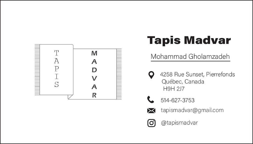 tapis Madvar | 4258 Rue Sunset, Montréal, QC H9H 2J7, Canada | Phone: (514) 627-3753