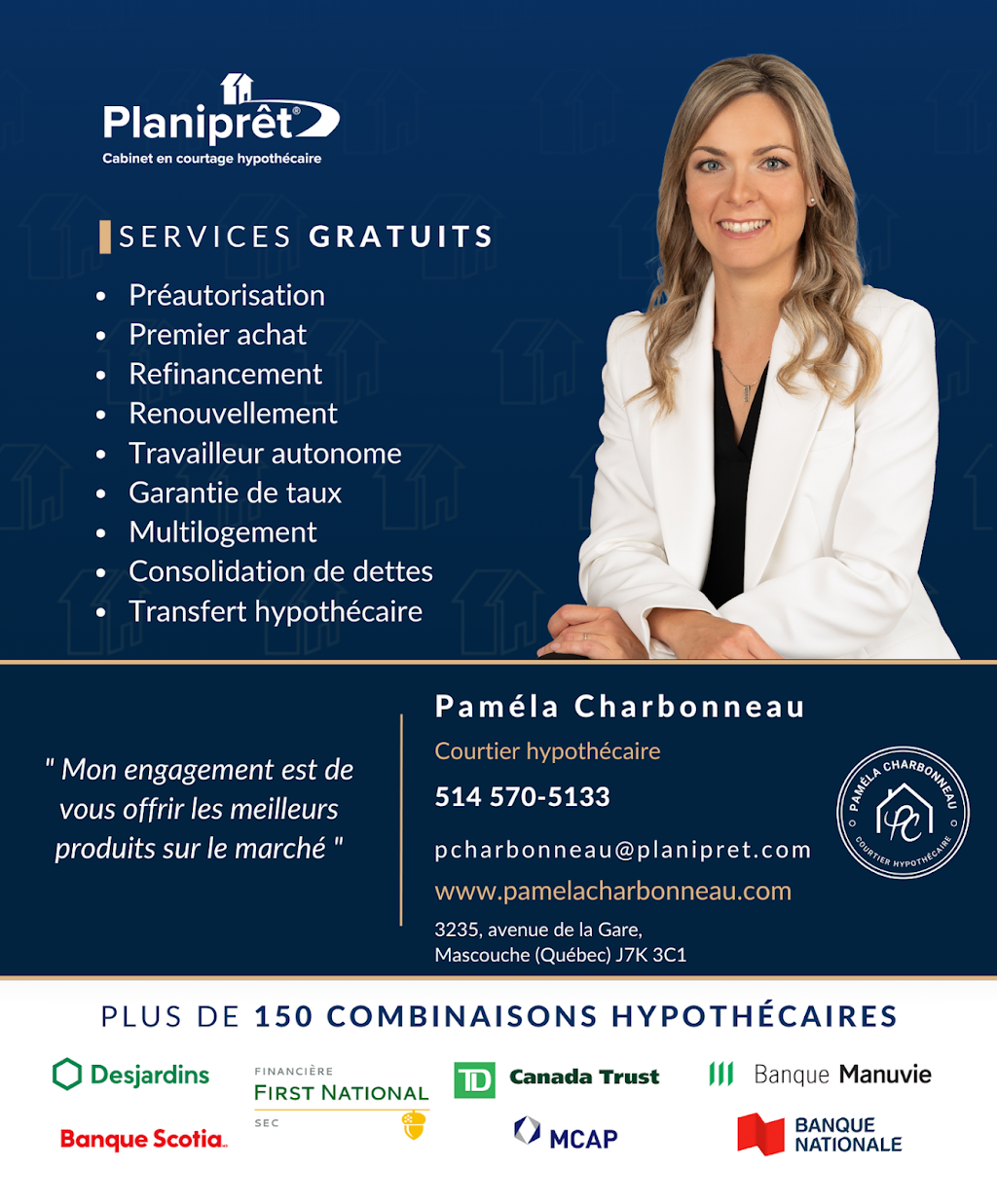 Paméla Charbonneau - Planiprêt | 3235 Av. de la Gare, Mascouche, QC J7K 3C1, Canada | Phone: (514) 570-5133