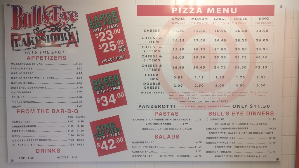 Bulls Eye Pizza Lakeshore | 1205 Essex County Rd 22, Emeryville, ON N0R 1C0, Canada | Phone: (519) 727-1221