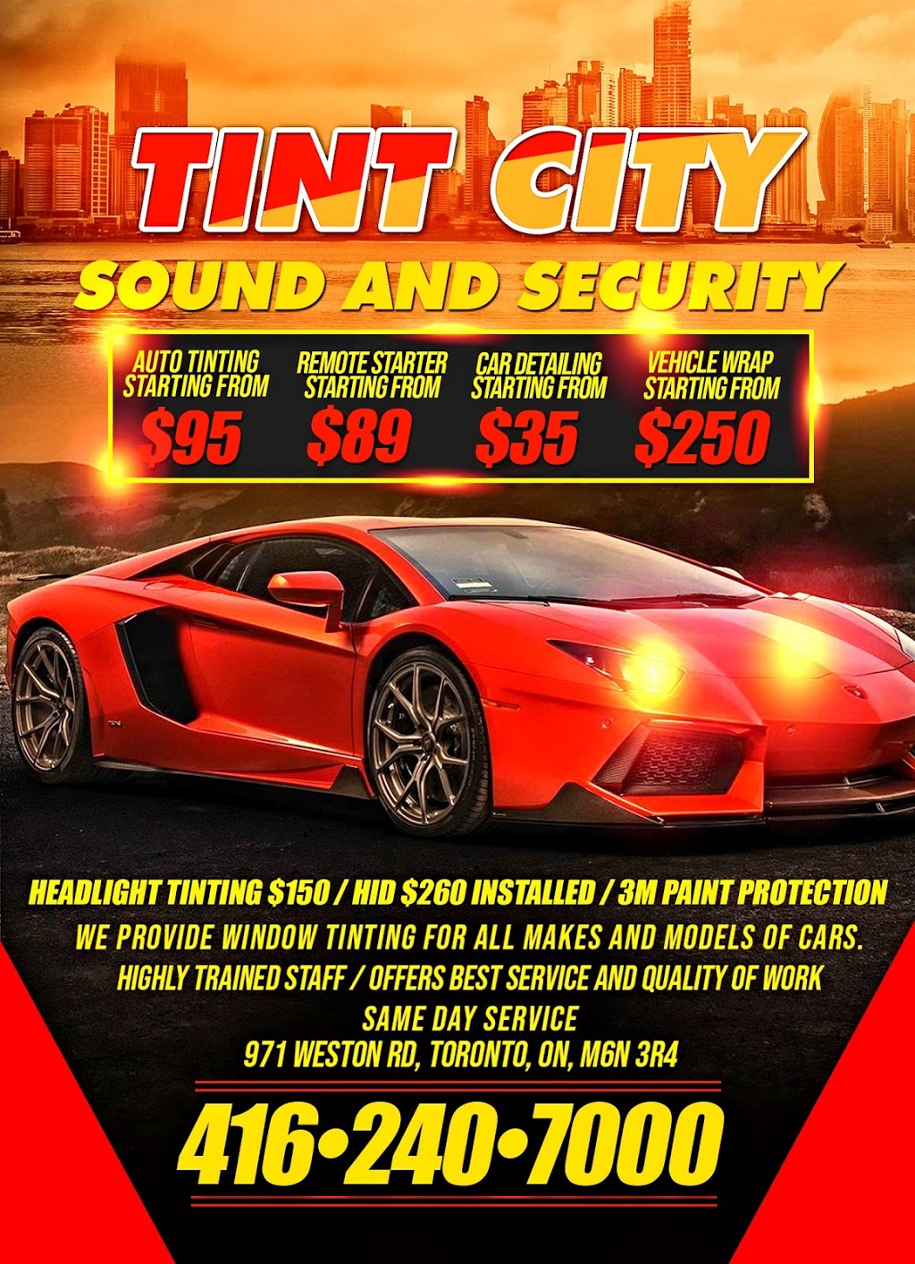 Tint City| #1 Auto Tinting Shop|Remote Starter | 971 Weston Rd, York, ON M6N 3R4, Canada | Phone: (416) 878-9274