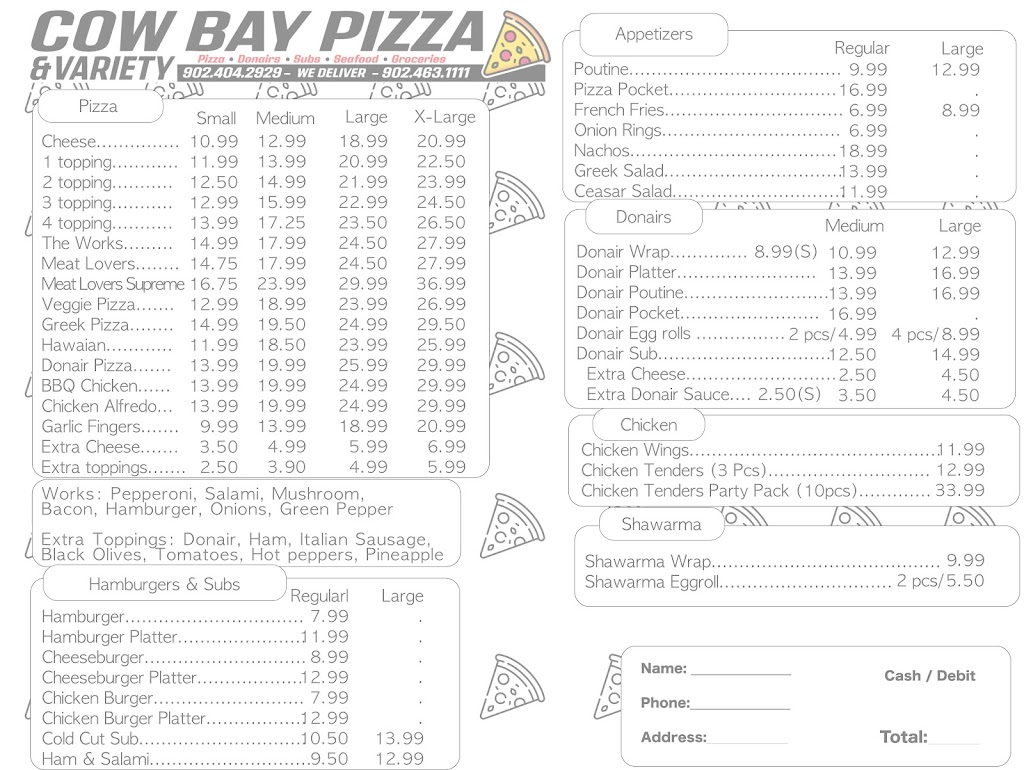 Cow Bay Pizza and Variety | 388 Cow Bay Rd, Eastern Passage, NS B3G 1J4, Canada | Phone: (902) 404-2929