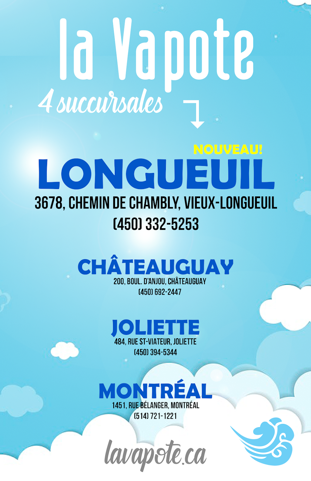 la Vapote | Centre Régional, 200 Boulevard DAnjou, Châteauguay, QC J6K 1C5, Canada | Phone: (450) 692-2447