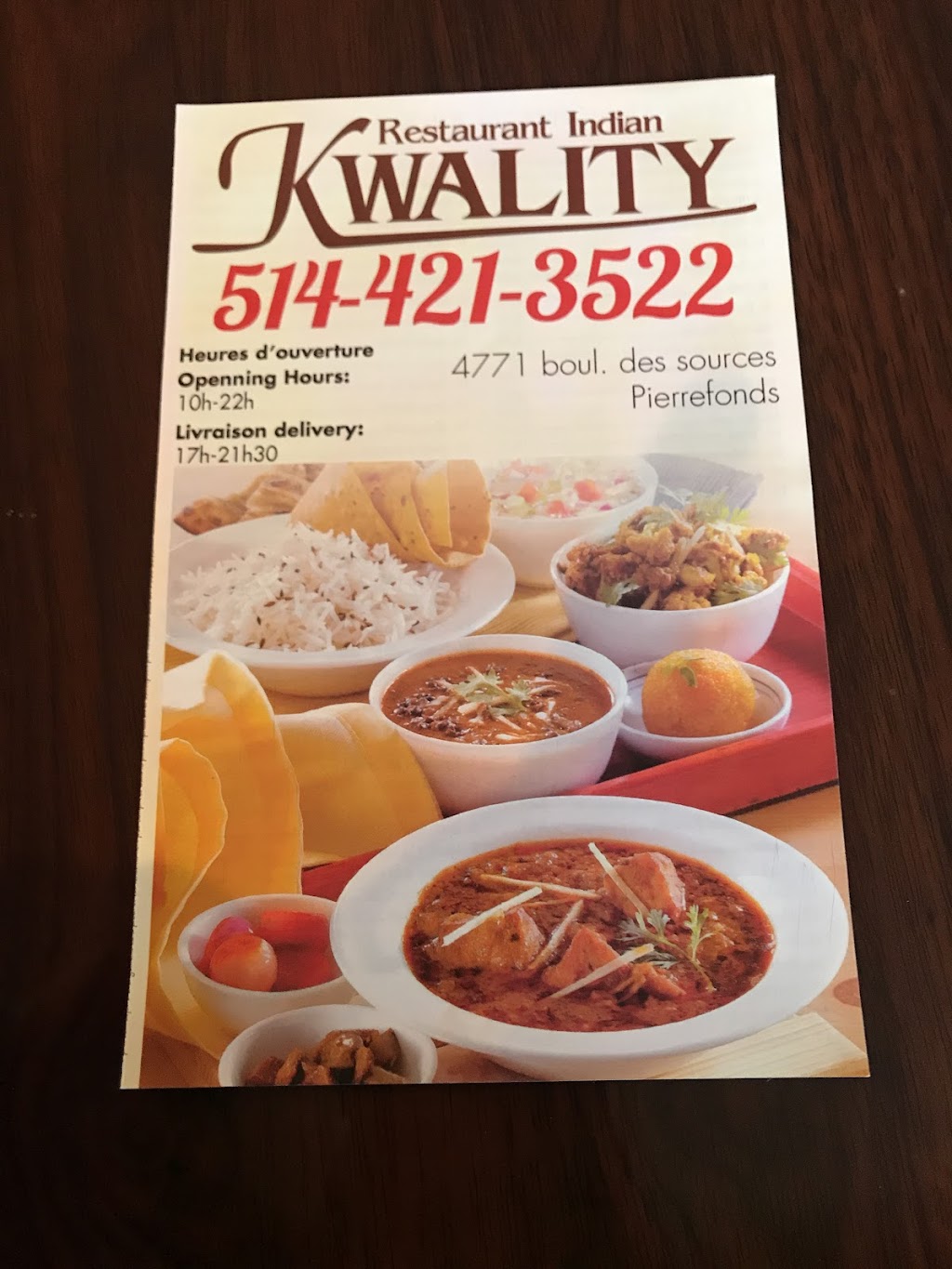 Kwality Restaurant Indian | 4771 Bd des Sources, Pierrefonds, QC H8Y 3C6, Canada | Phone: (514) 421-3522