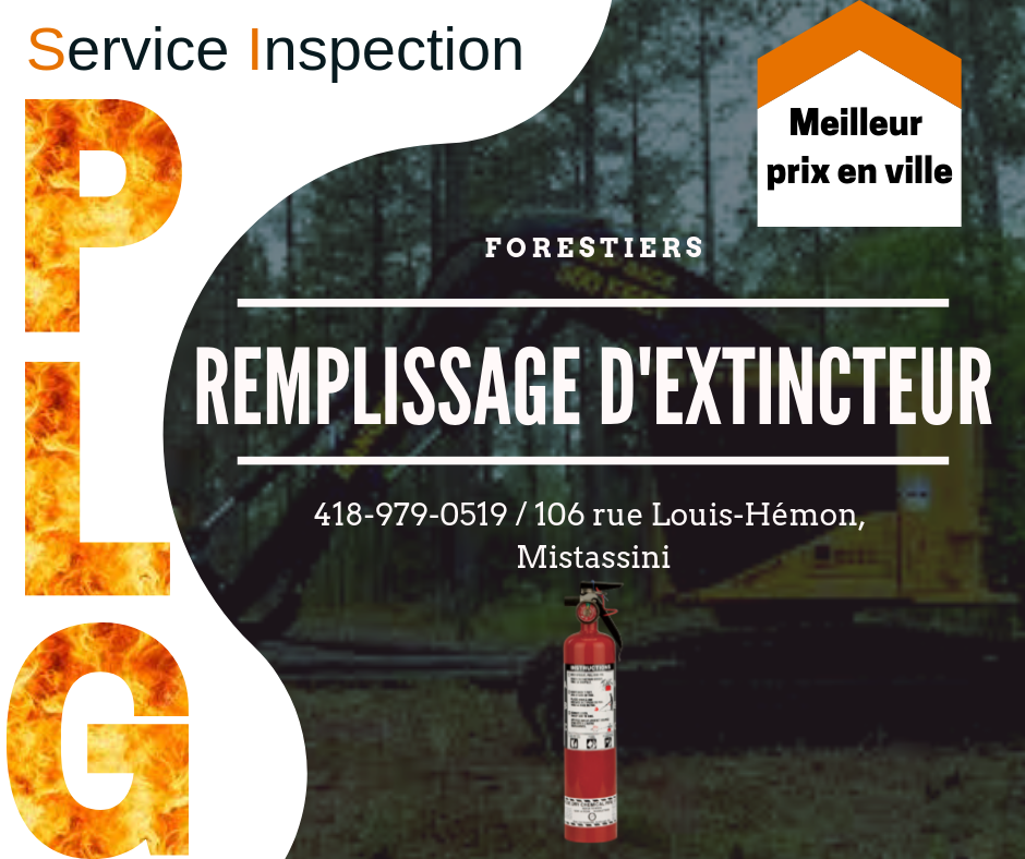 Service Inspection PLG (extincteur et trousse de premiers soins) | 200 Bd Wallberg, Dolbeau-Mistassini, QC G8L 6A5, Canada | Phone: (418) 637-6259